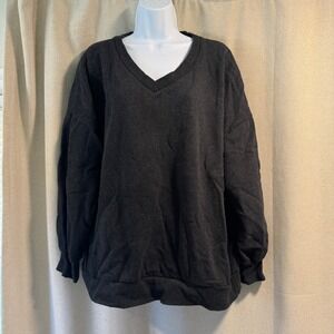 Zenana‎ 1X Gray V-Neck Long Sleeve Pullover Sweatshirt Oversized Athleisure